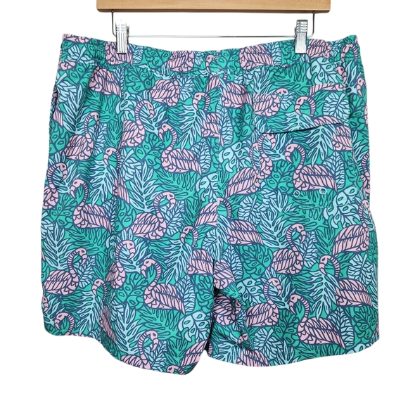 Vineyard Vines Printed Chappy Antigua Flamingo Swim Trunk Green Pink Men Size XL - Picture 5 of 13